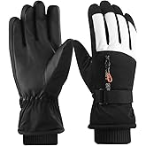 Andiker Ski Gloves for Men, Waterproof Windproof Warm Gloves with Zipper Pocket Anti-Lost Touchscreen Winter Gloves