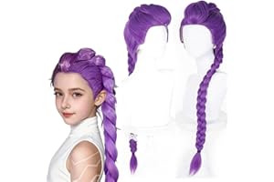 PORSMEER Demon Hunters Costume Rumi Cosplay Hunters Wig Anime Zoey Mira Demon Wigs Long Straight Hair Accessory for Women (Purple - Rumi, Long Braided)