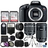 Canon EOS Rebel T7i Digital SLR Camera + EF-S 18-55mm is STM Lens + EF-S 55-250mm is STM Lens + Wide Angle Lens & 2X Telephoto Lens + 64GB Memory Card + Quality Tripod - Complete Accessory Bundle