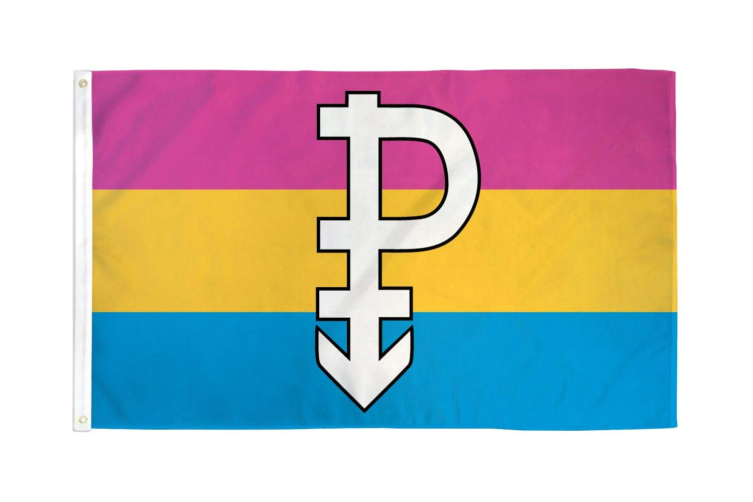 AZ FLAG - Pansexual Symbol Black Flag - 3x5 Ft - 100D Polyester Pansexuality Lgbt Banner with Two Metal Grommets - Fade Resistant - Vivid Colors - 3' x 5' Feet - 150x90 Cm