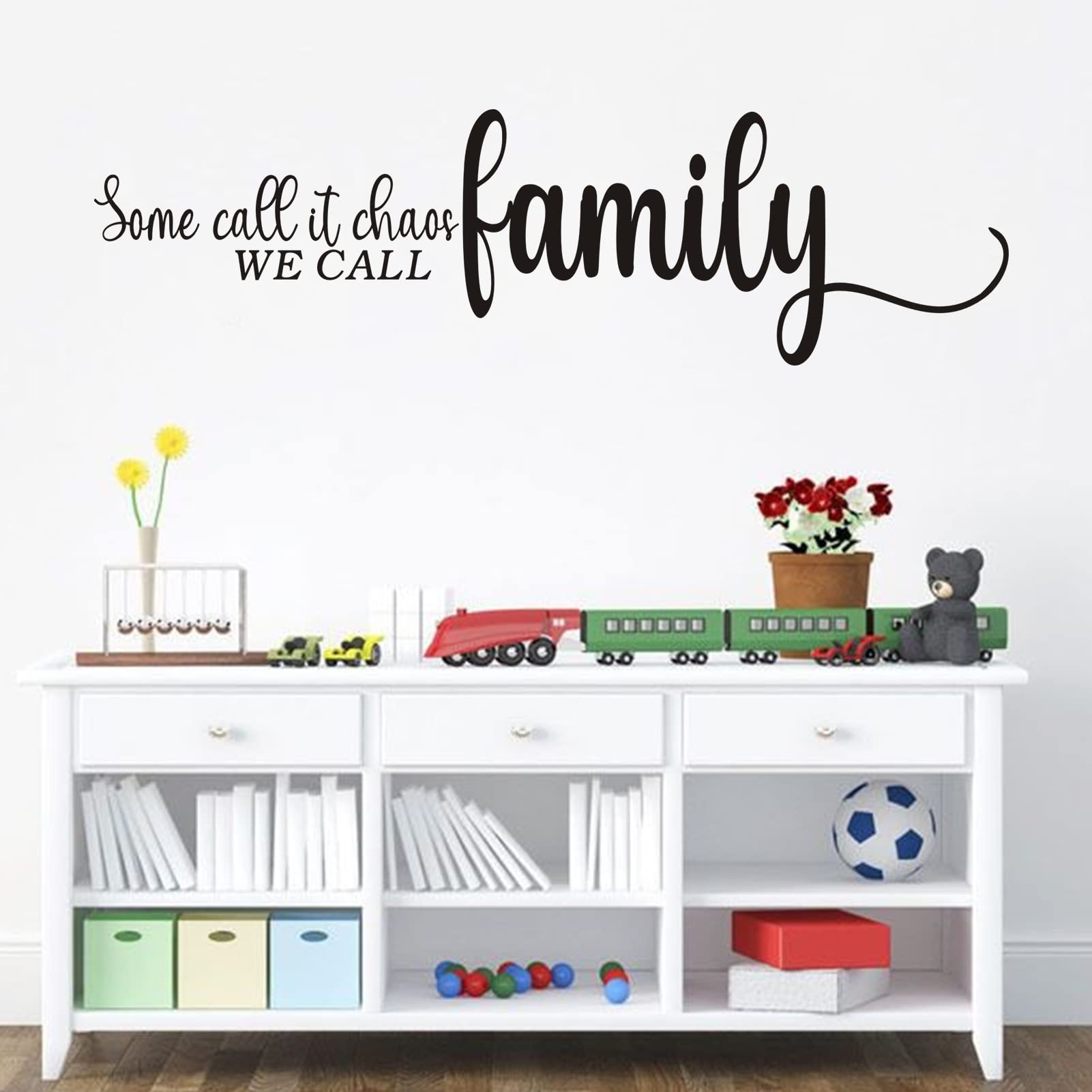 Inspirational Quotes Family Wall Decals: Home Vinyl Art Wall Stickers for Kitchen Living Room - Some Call It Chaos We Call It Family 35" X 9.8"