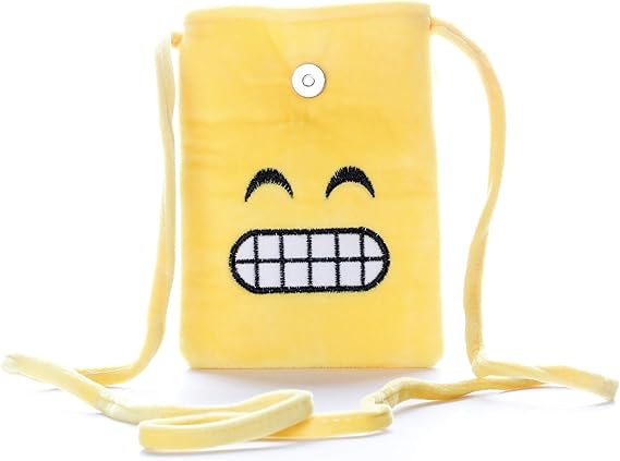 HC Toys LLP Emoji Smiley Plush Stuffed Soft Toy Sling Bag for Kids Boys Girls Mobile Pouch