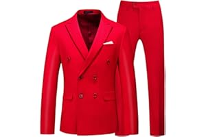 MOGU Mens 2 Piece Double Breasted Suit Slim Fit Tuxedo Blazer and Pants for Wedding Prom Homecoming