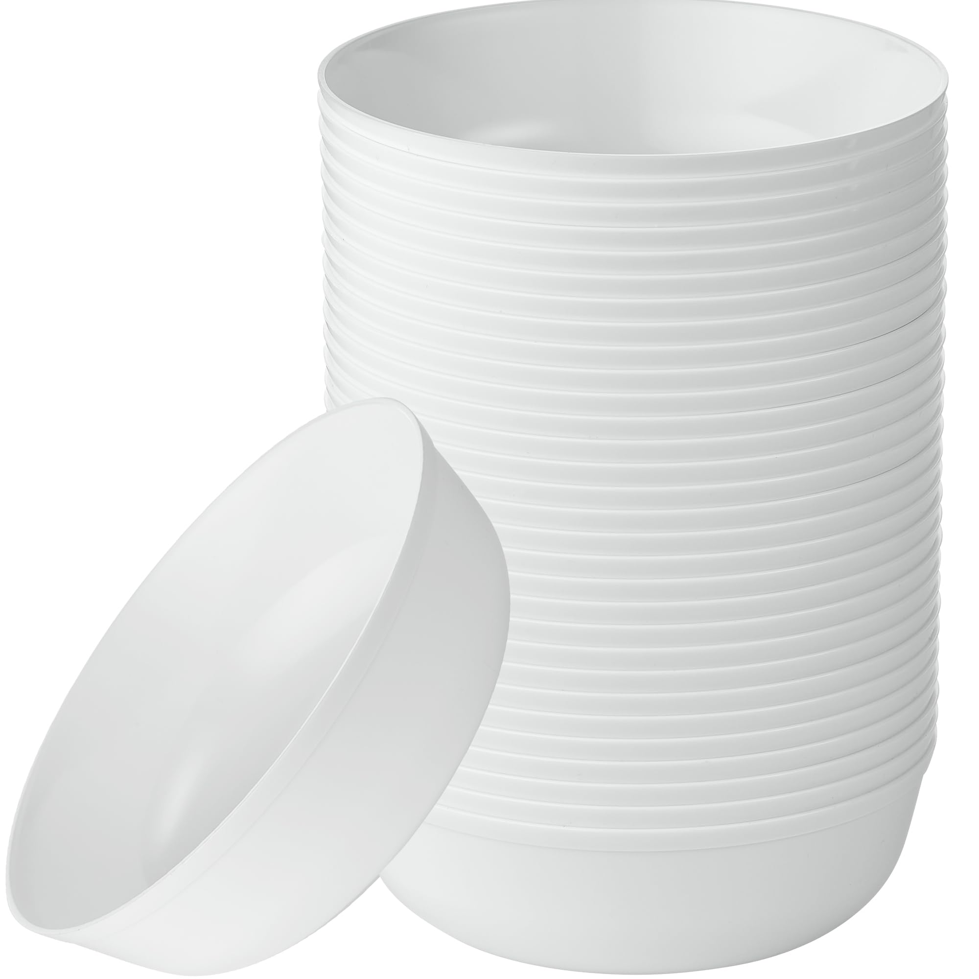 Photo 1 of [30 Pack 16 OZ Bowls] Edge Collection White Plastic Party Bowls Premium heavyweight Elegant Disposable Tableware Dishes