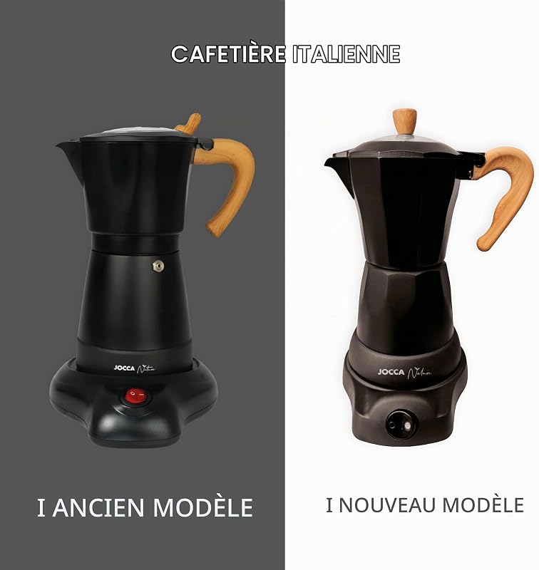 - Cafetière Électrique Italienne Nature Line | 6 Tasses | Pichet Sans Fil | Base Électrique | Rotation à 360° | Carafe avec Poignée Froide | Arrêt Automatique | Maintien la Chaleur | Noire