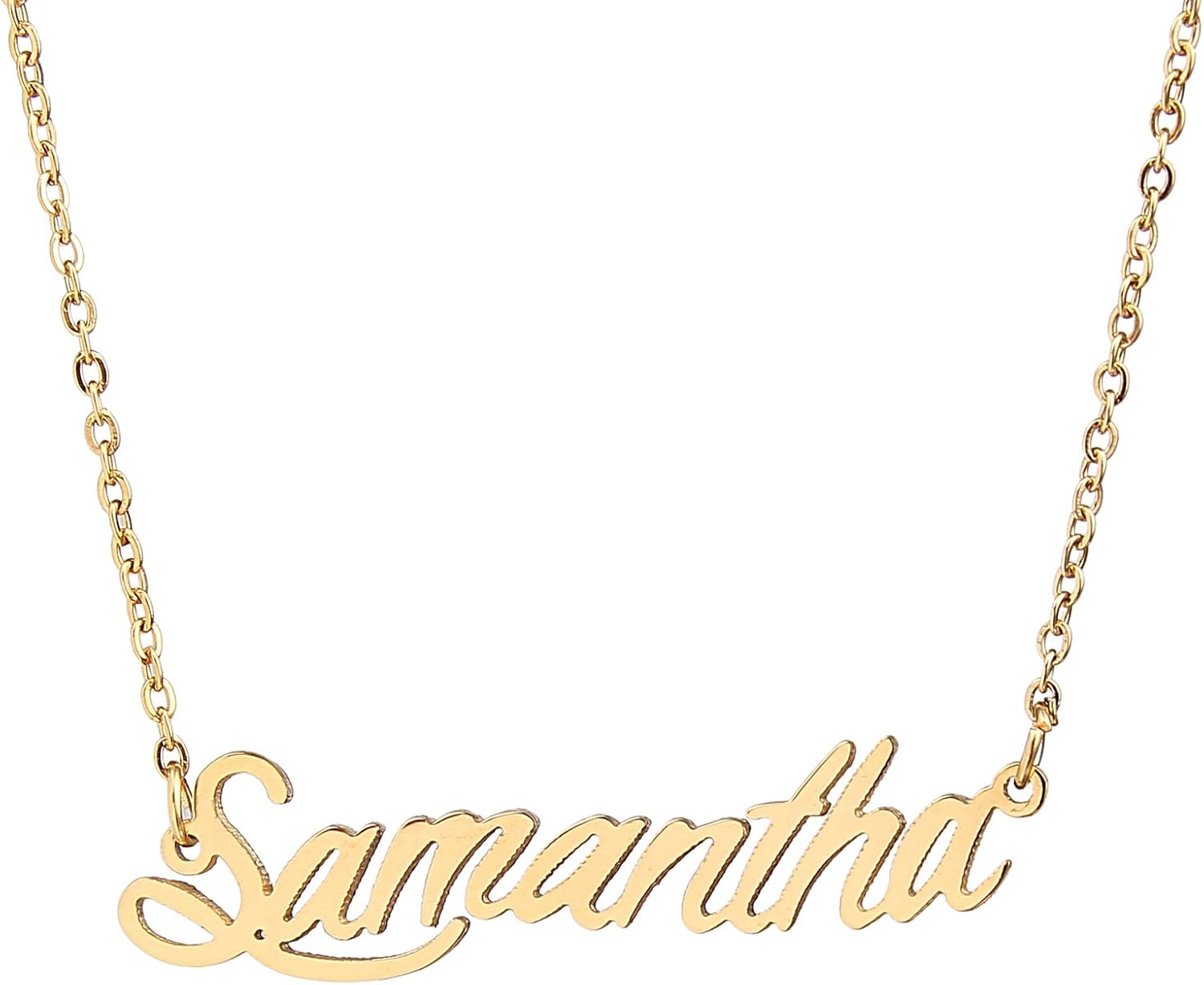 AOLO Tiny Gold Plated Samantha Script Name Necklace