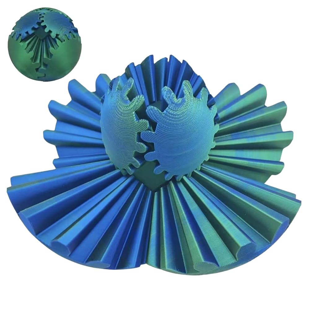 ZPSOSPZ 3D Printed Gear Ball,Gear Ball Spin Ball Cube Fidget Toy Relief Stress Gear Ball Fidget Toy Spinning Ball Fingertip Toy Funny Torque Ball Turning Fidget Toys For Adults Kids(Green)