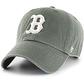 47 Brand MLB Moss Green Primary Logo Clean Up Adjustable Strap Baseball Cap Hat, Adult One Size Fits All