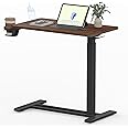 FLEXISPOT Mobile Standing Desk with Wheels Pneumatic Laptop Desk Rolling Computer Cart Movable Height Adjustable Small Sit Stand Desk Computer Workstations Home Use(27.6" W x 15.7" D,Mahogany)