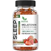 Mishas Nutraceuticals Melatonin Sleep Support Gummies for Adults, 10 mg Melatonin Supplement, 60 Strawberry Flavor Gummies, Provides Up to 30 Days of Restful Sleep