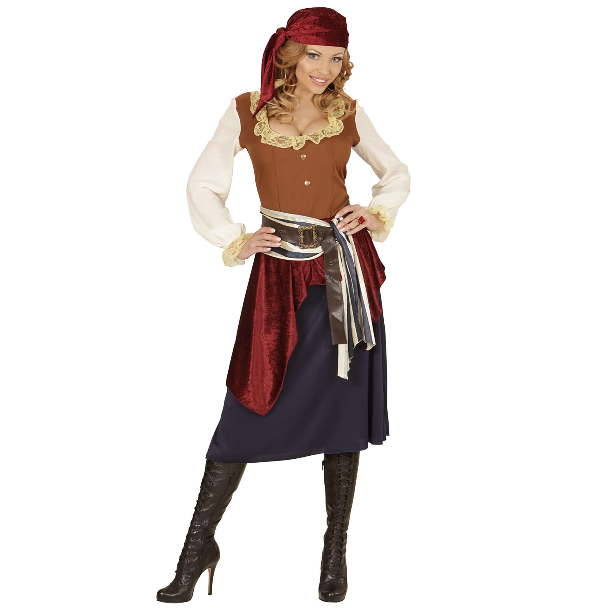 Widmann 04061 ? Adults Pirate Costume Dress, Sash and Headscarf