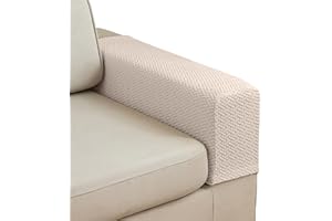 Stlemiko Couch Sofa Arm Chair Covers Set of 2 Polyester Stretch Arm Rest Covers for Sofa Recliner Chair Arm Covers Protectors with Twist Pins (Beige,M)