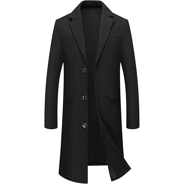 Qolkmuiy-GJ Mens Knee length Woolen Windbreaker Autumn Winter Long