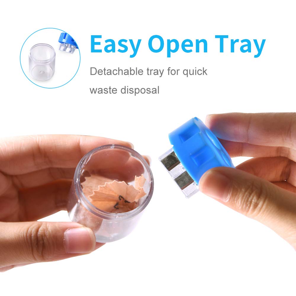 Manual Pencil Sharpener 2 Holes, Hand Pencil Sharpener with Cover and Receptacle for School Home Office Supply (12-packs, Gear Shaped)