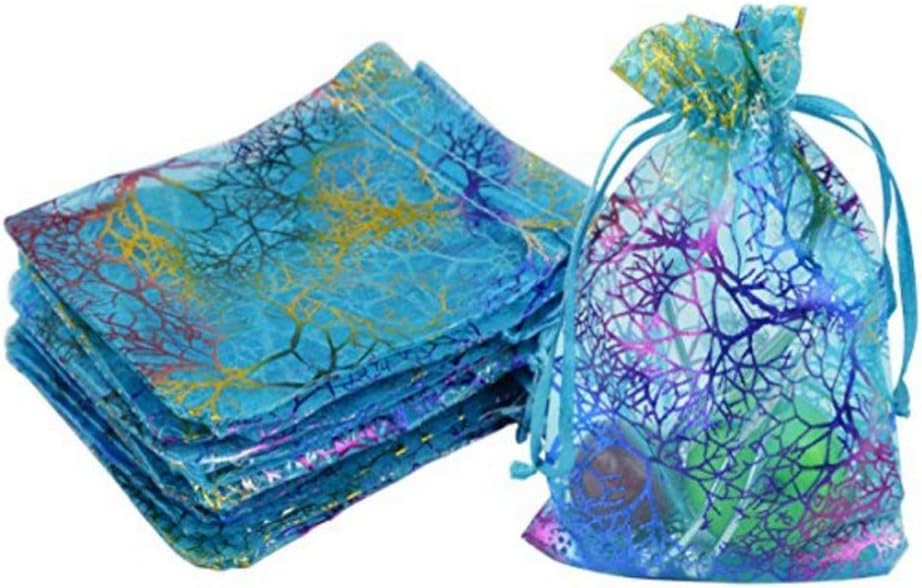 Organza Drawstring Gift Bags VORCOOL Favours Bags Jewelry Pouches Blue Pack of 100