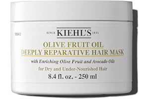 Kiehl's Olive Fruit Oil Deeply Reparative Hair Mask, Moisturizing Hair Treatment for Dry & Damaged Hair, Restores Shine, with Avocado Oil & Lemon Oil - 8.4 fl oz