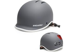 Exclusky Adult Bike Helmet, Bicycle Helmet with USB Rear Light for Men & Women Commuting, Road, Skating Cycling Helmet with A