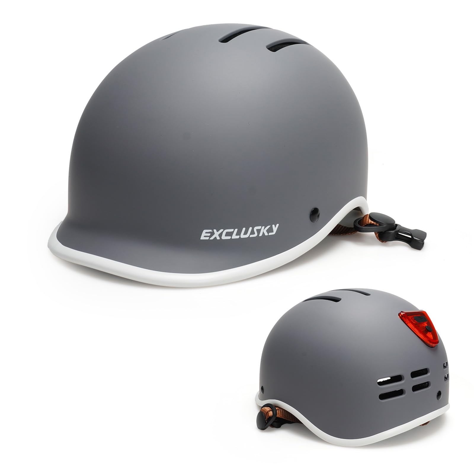 Photo 1 of Exclusky Bike Helmet for Adults,Adjustable Cycling Helmet for Men & Women Safety Certified Bicycle Helmet for Commuting, Road Biking, Skating with USB Rechargeable Rear Light