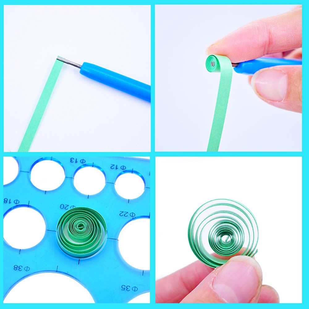 Floranea 4 Pcs Paper Quilling Tools Slotted Kit Rolling Curling Quilling Needle Pen Rose Blue for Art Craft DIY Paper Cardmaking Project (4 pcs)