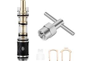 UCDETD 1 Pack Dual Seal 1225 Replacement Cartridge With 104421 Cartridge Removal Tool, for Moen 1225 1225B, One Handle Kitchen and Bathroom Faucet Cartridge, for Single Handle Faucet/Showers, Brass