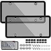 Wanheart Gray Framed Bubble License Plate Cover Set – 2-Pack Curved ABS Shield for 12×6 US Plates, Scratch & Weather Resistant Protection with Screws & Caps, Front & Rear Car Accessories (Gray)
