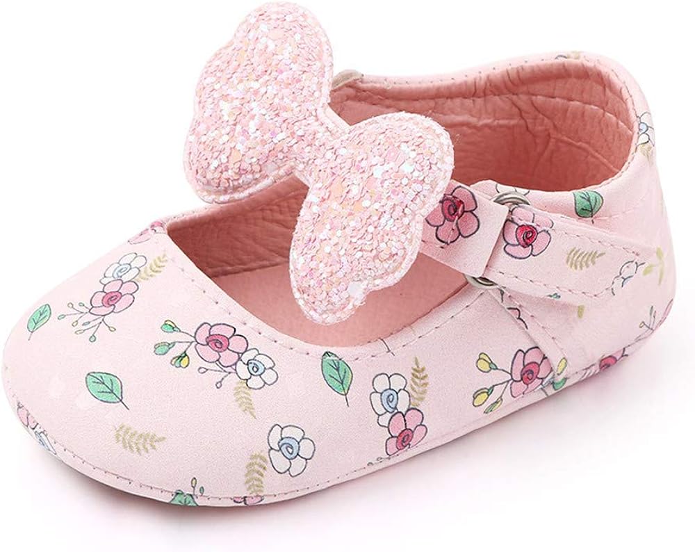 OAISNIT Baby Girl Shoes Mary Jane Flats Anti-Slip Princess Wedding Dress Infant Girl Soft Lightweight Crib Shoes