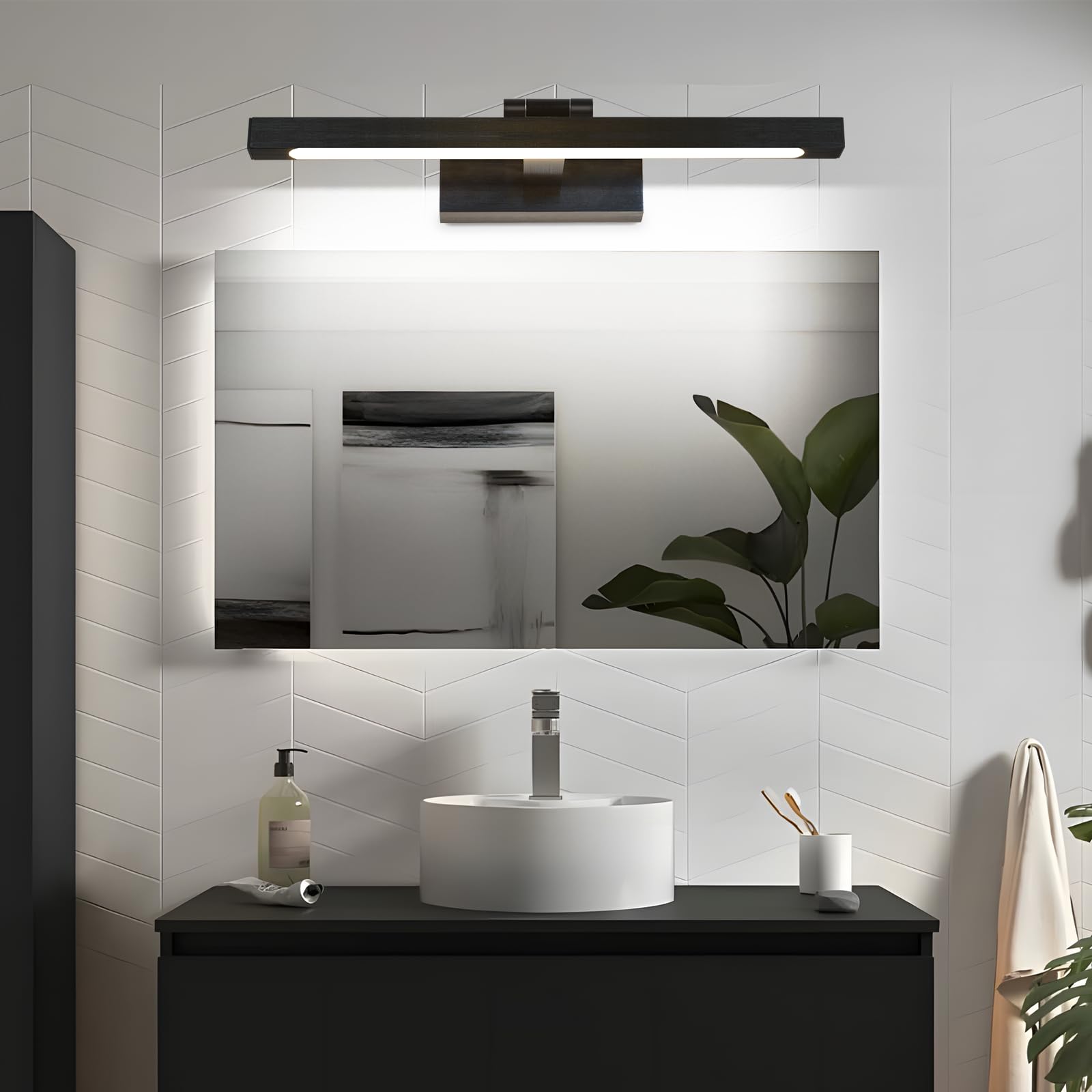 MantoLite Black Bathroom Mirror Light 40CM 3CCT Picture Lights IP44 LED Bathroom Wall Lights 8W Vanity Light for Bedside Reading Bath Wall Lamps for Hotel Restaurant