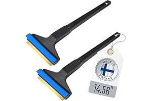 L & P CAR DESIGN Ice Scraper Long Handle 2 Pack Car Ice Scraper Brass Blade 14,5 inch Ice Scraper for Car Snow Scraper Ice Scrapers for Car Windshield Original Murska Europe (2-Pack L&P A055 Black Blue)