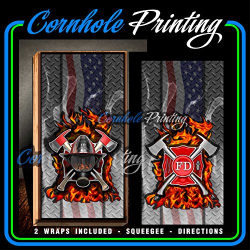 USA Fire Smoke Easy To Install 3M Cornhole Wraps Decals Stickers Bagg Toss
