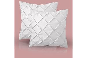 eBeddy Linens European Square Pinch Pleated Pintuck Pillow Shams Set – White Egyptian Cotton Envelope Closure, 800-TC, Soft, Cozy & Breathable 26x26 Inch Cushion Cover for Sofa, Couch & Bedroom
