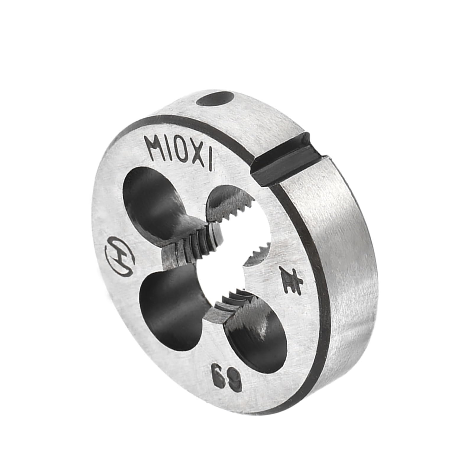 CoCud Round Thread Repair Die, M10x1 Die 30mm OD, Alloy Tool Steel Left Hand Cylindrical Pipe Threading Tool with 4 Chip Holes - (Applications: for Threading Repairing)