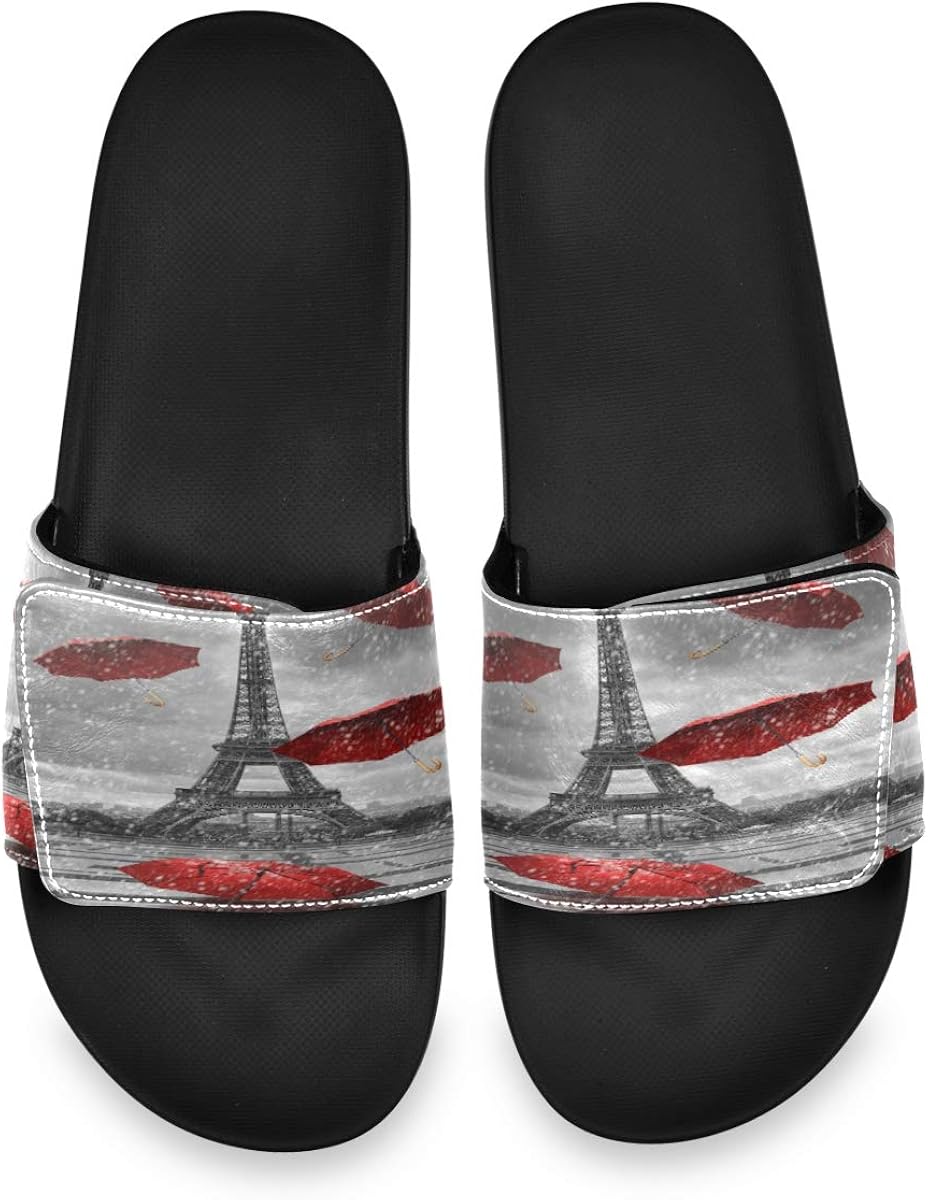 slipper shoes amazon on Amazon Com Blueangle Eiffel Tower Red Umbrella Slides For Men House Sandals Pool Slides Anti Slip Bath Slipper Shower Shoes Indoor Outdoor Adjustable Straps Slippers Sandals
