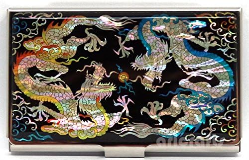 Ari Crafts Mother of Pearl Business Name Credit Card ID Case Holder Wallet Metal Stainless Steel Purse
