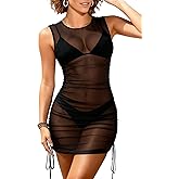 Pinup Fashion Mesh Swimsuit Cover Up Sexy Sheer Swim Coverup Women See Through Dress