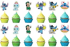 LOSEDE 24PCS Cake Toppers Cupcake Toppers Cake Decorations Birthday Party Supplies Decorations