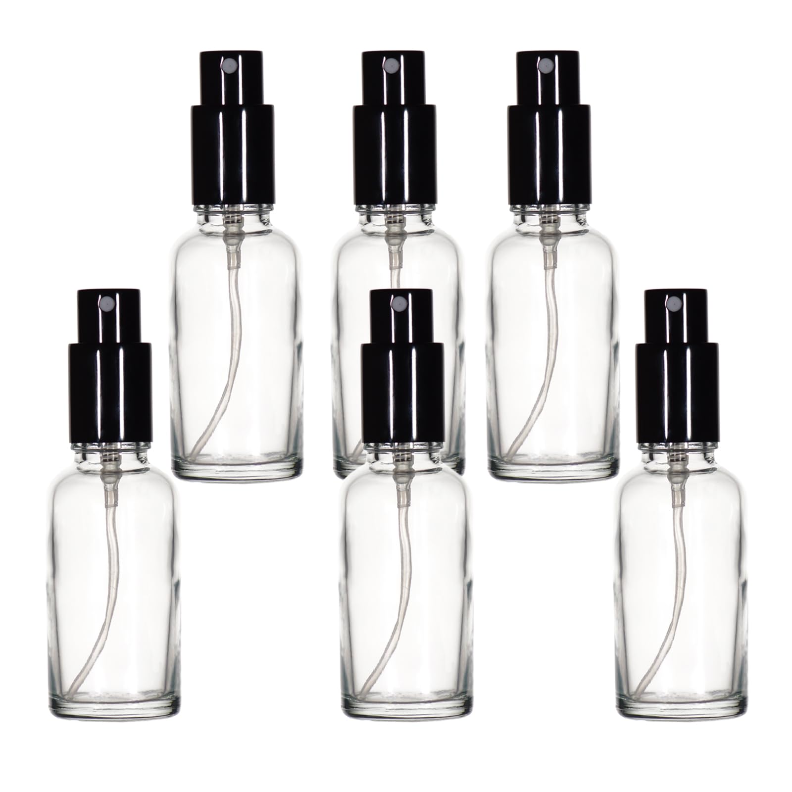 Yizhao 30ml Clear Glass Spray Bottle for Essential Oils, Small Empty Fine Mist Spray Bottle, for Cleaning, Aromatherapy, Cosmetic Sprays, Hair –6 Pcs