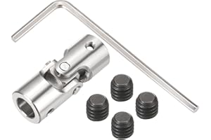 MECCANIXITY 12mm to 12mm ID Steering Universal Joint Shaft Coupling,L52XD20 Metal 45°Degree Rotatable Joints Coupler with Scr