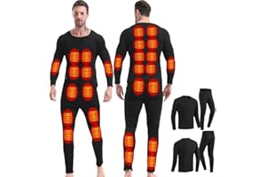 GHKWXUE Men Women Heated Thermal Underwear Set USB Charge 28 Zone Intelligent Heated Cold Winter Thermal Underwear for Skiing
