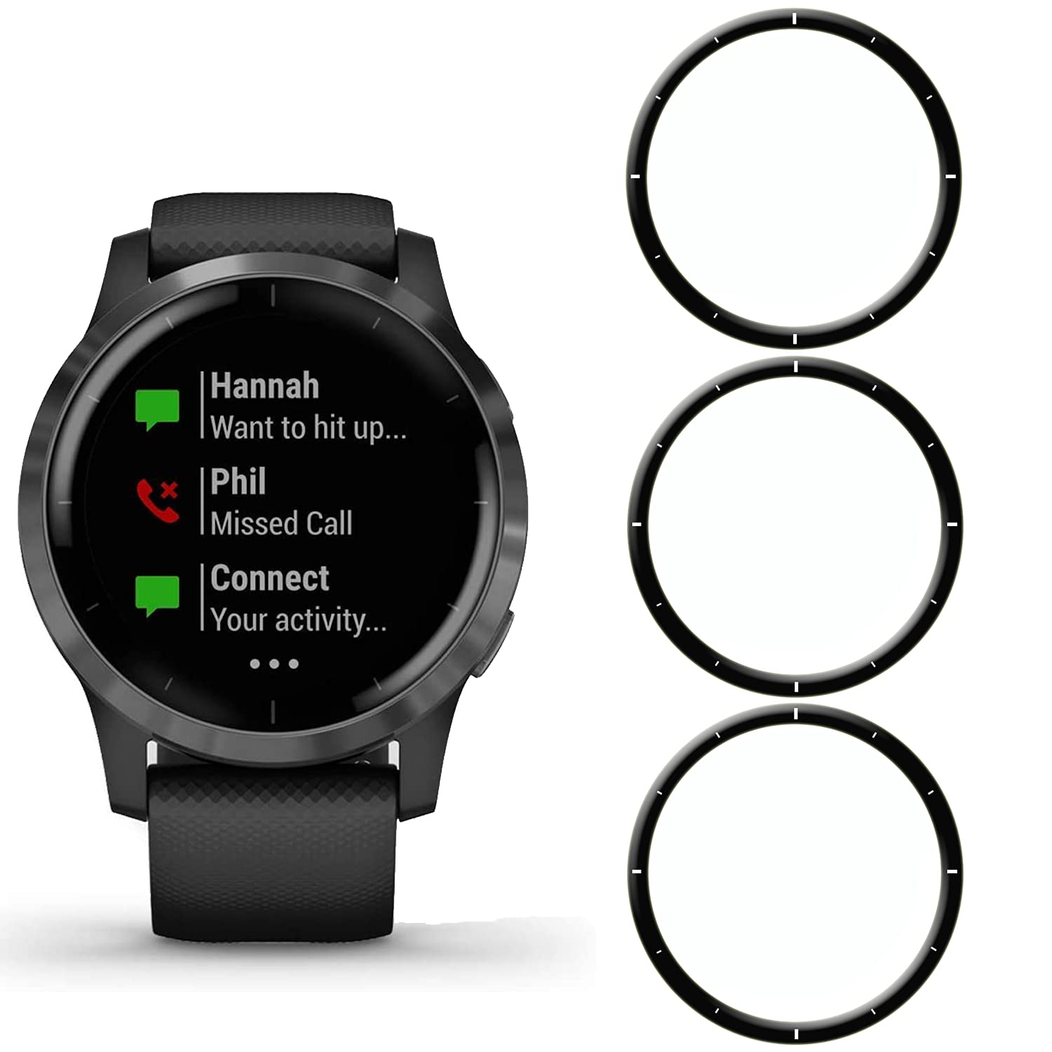 KELOLIN [3 Pieces Screen Protector for Vivoactive 4, 3D Curved Edges, Full Coverage, Anti-Scratch, HD Soft Screen Protector Compatible with Vivoactive 4