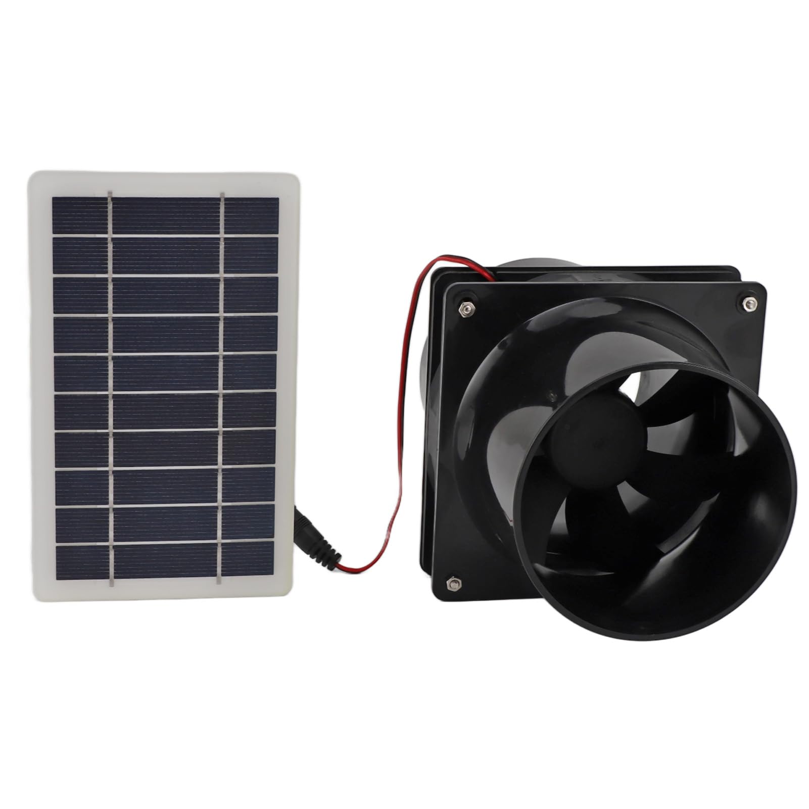 Solar Powered Exhaust Fan, 10W Panel, 12V DC, for Attic Greenhouse RV, Round Pipe Compatible