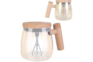 Yummy Sam Self Stirring Coffee Mug, 13.5 Oz Milk Coffee Mixing Cup Battery Powered Electric Automatic Cocoa Hot Chocolate Juice Mixer Glass Tumbler with Lid and Handle for Home Office Traveling Gym
