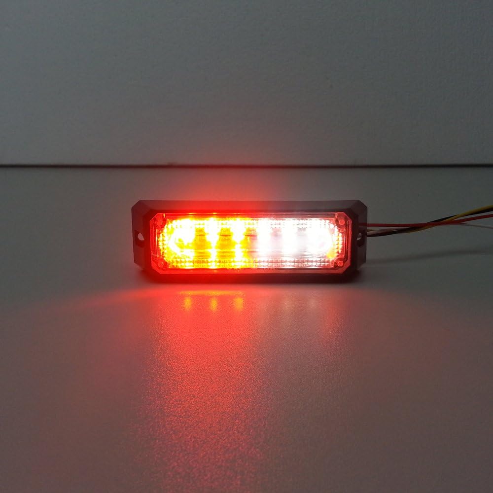 Szcafelimy (6-1) 6 LED Car Emergency Light CREE 1W Red/White Color Led Strobe Light For Universal Vehicles Trucks Off Road Motorcycle 18 Flashing Pattern Police Warning Lights LED Flash Lamp 12V -24V