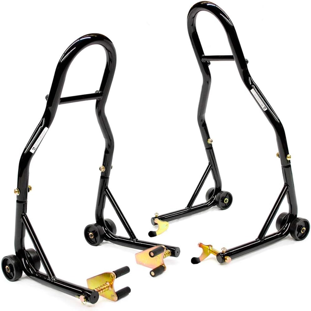 Venom Motorcycle Front+Rear Spool Dual Lift Stand Combo Compatible with Kawasaki Ninja ZX-9R ZX900 1998-2003