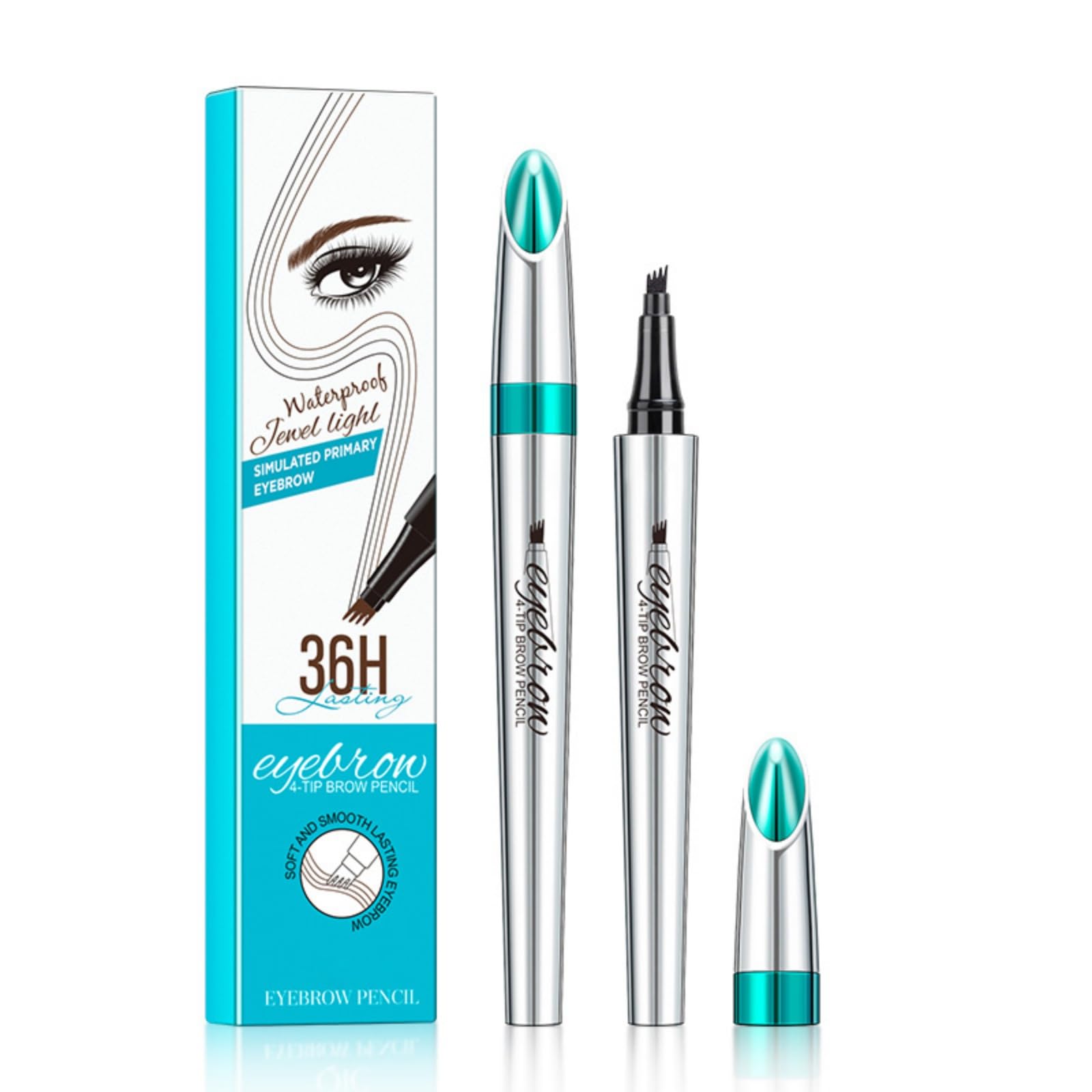 Weixinbuy Microblading Eyebrow Pen - Long-lasting, 4D Four-Tip Waterproof Eyebrow Pencil, Liquid Eye Brow Pencil - Smudgeproof, Easy to Use for Fine Natural Strokes (Black)