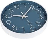 jomparis 12 Inch Silent Quartz Round Wall Clock Cerulean Blue Color view 9
