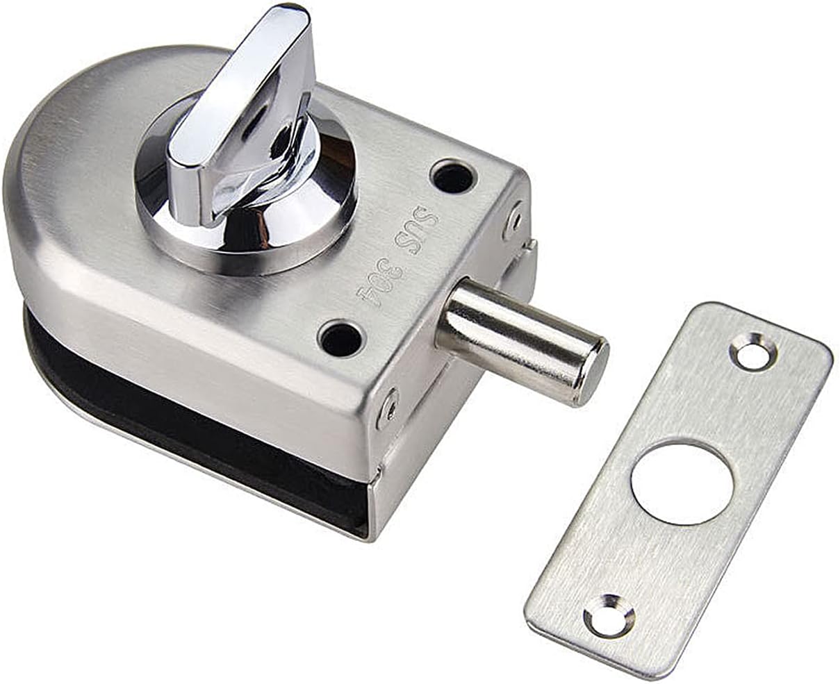 Spotact Stainless Steel Glass Door Lock Floor Latch Lock Bolt Ground Lock for Bathroom Toilet Shop Glass Doors