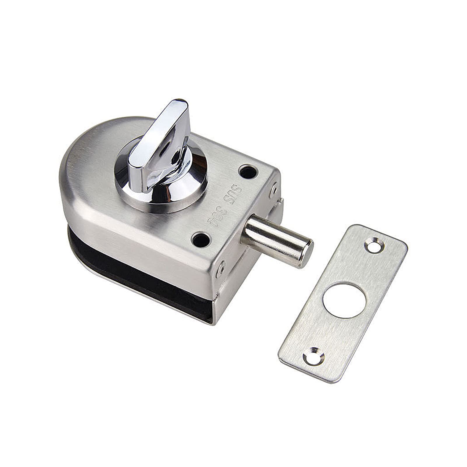 Spotact Stainless Steel Glass Door Lock Floor Latch Lock Bolt Ground Lock for Bathroom Toilet Shop Glass Doors