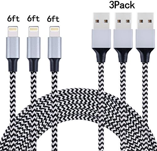 iPhone Charging Cable, Snaok 3-Pack (6FT x3), Extra Long Nylon Braided Charging Cord Lightning Cable to USB Charger for iPhone 7, 7 Plus, 6S, 6, SE, 5S, 5, iPad, iPod Nano 7