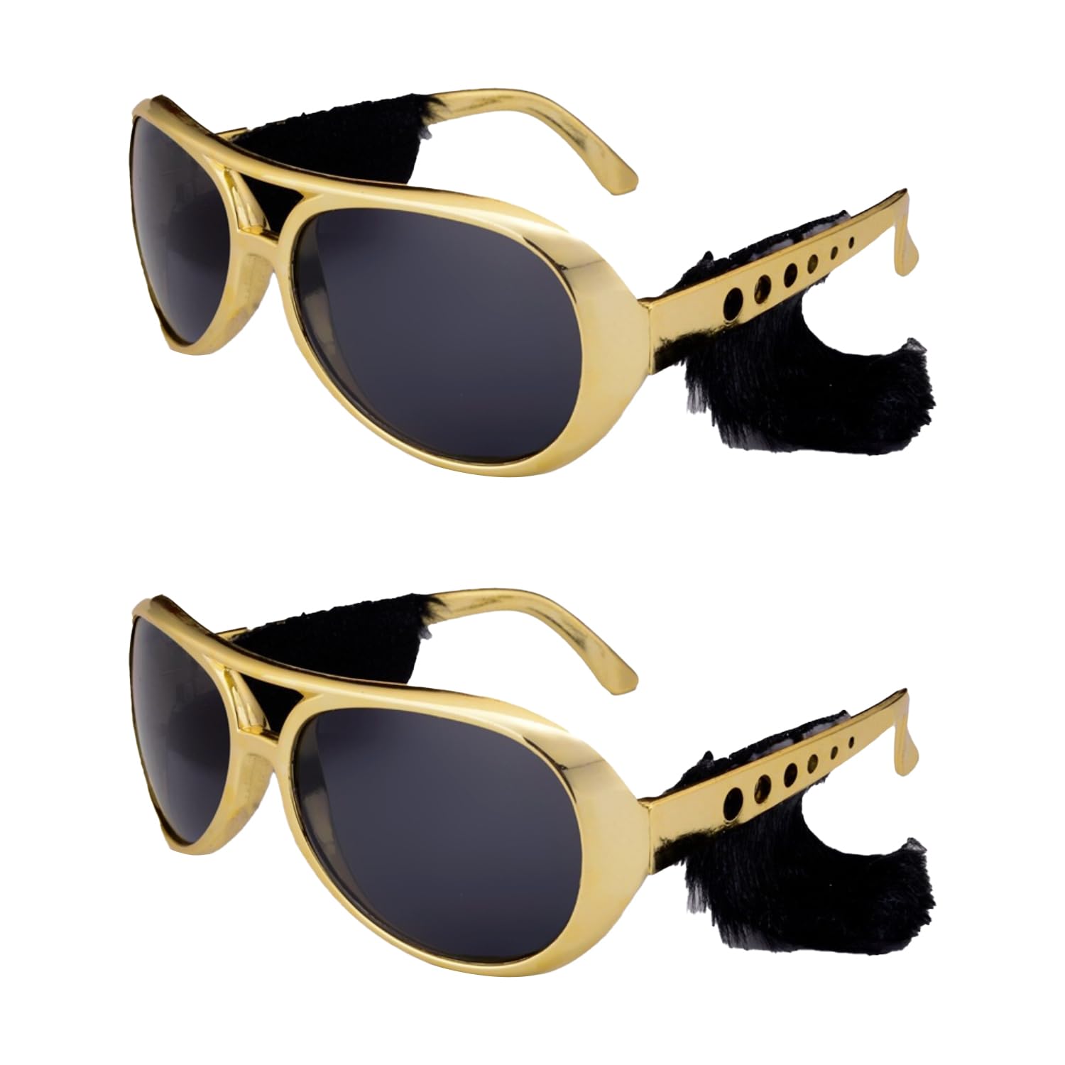 HAICN 2Pieces Rockstar Style Glasses Gold Glasses with Beard Beach Pool Party Toys Birthday Parties Favors for Kids and Adults