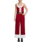 MBZJSDKHLK Women’s Christmas Santa Claus Overall Jumpsuit Sleeveless Spaghetti Strap Romper Pants Wide Leg Mrs Claus Playsuit